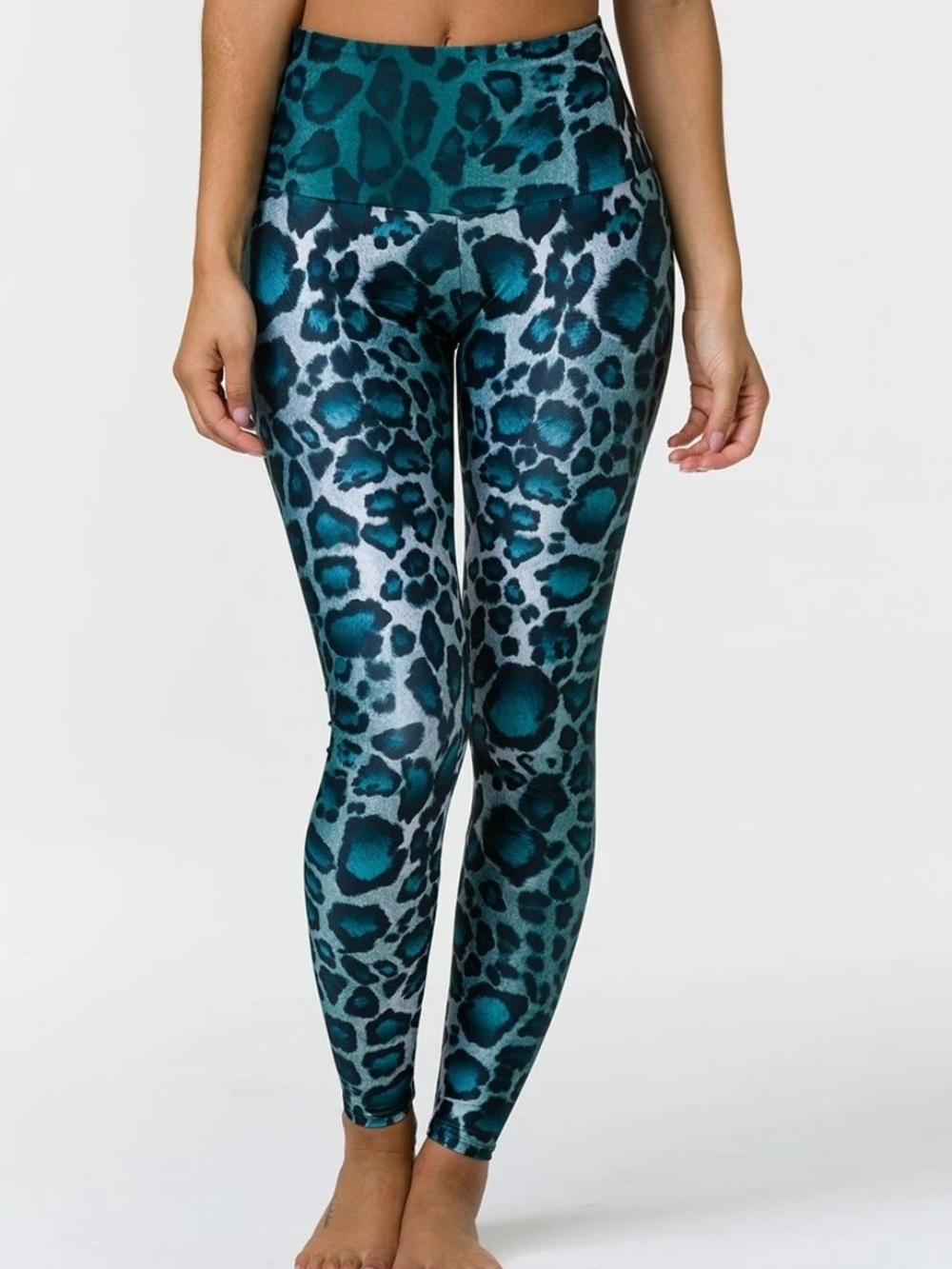Onzie Teal Leopard High-Waist Leggings